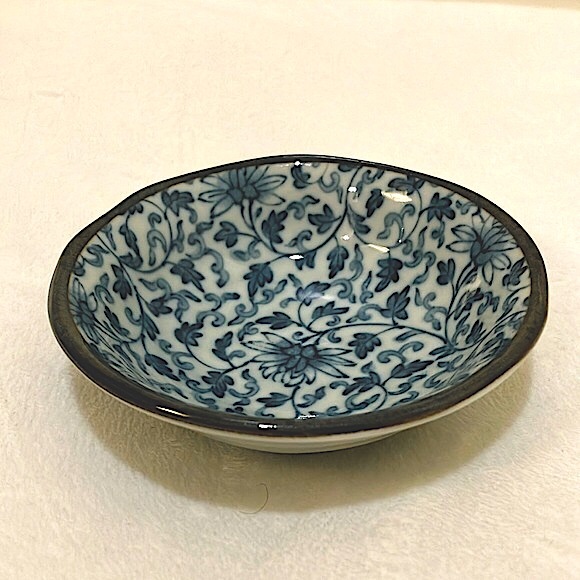 Vintage Other - Antique Japanese Round Floral Blue & White color Small Bowl Signed in Kanji
